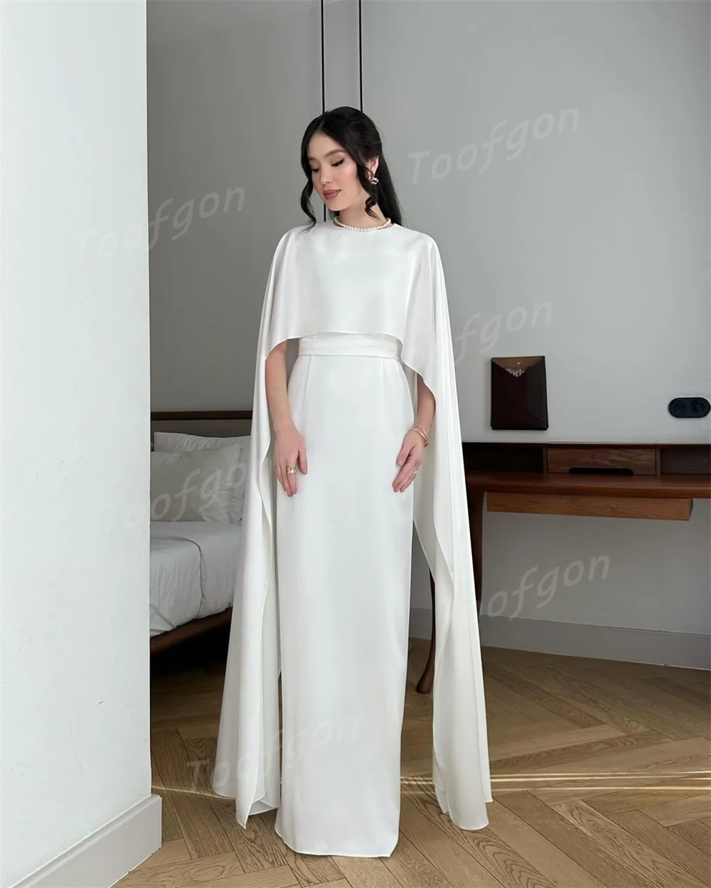 Toofgon Customized 2 Pcs Mermaid Prom Dresses With Jacket Cape Sleeve Evening Gowns Floor Length Women Formal Party Dress 2025