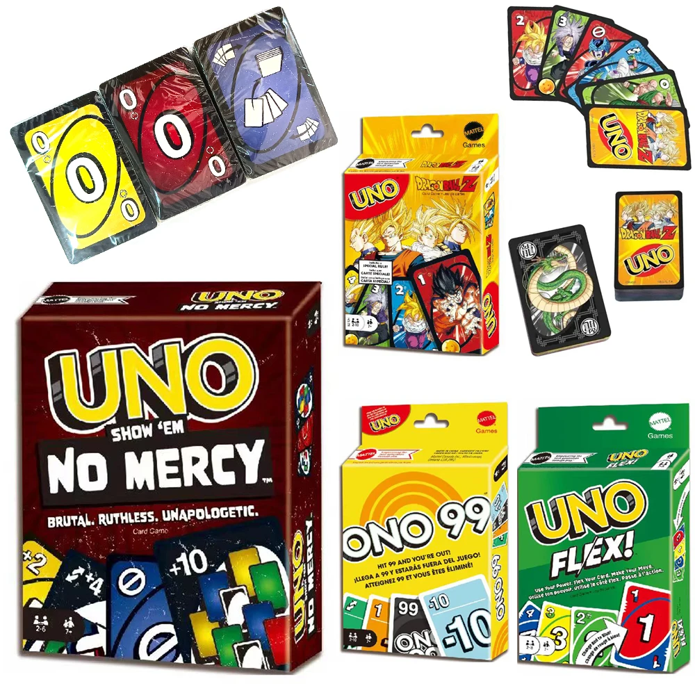 UNO NO MERCY UNO Dragon Ball Z Card Game for Family Night Featuring Tv Show Themed Graphics and a Special Rule for 2-10 Players