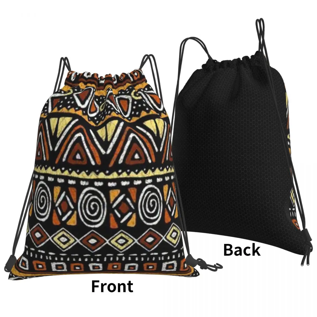 African Tribal Pattern Backpacks Multi-function Portable Drawstring Bags Storage Bag Book Bags For Man Woman School