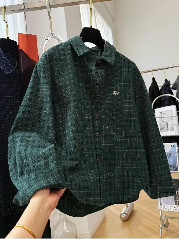 Nueva Camisa de Manga Larga Primavera 2026 para Mujer, Blusa Holgada Informal Retro con Cuello Camisero y Estampado a Cuadros Estilo Mori Girl