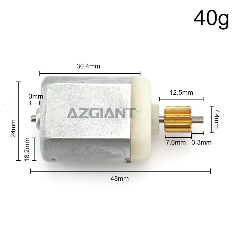 AZGIANT 5pcs Mini Motor DC 12V 48mm Long Axis Round Shaft 9T Copper Carbon Brush Low Noise Stable Operation DIY Toy bulk sale