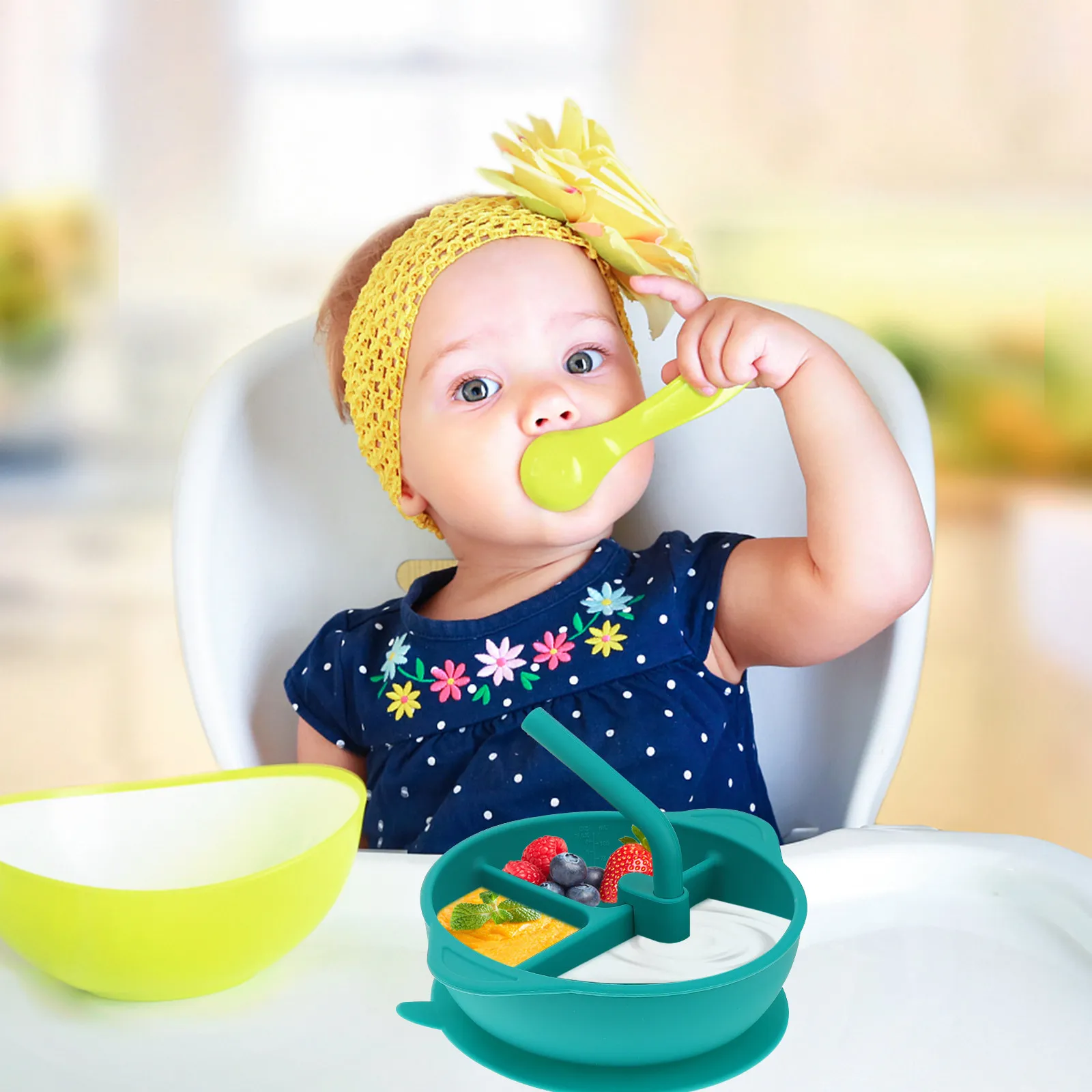 

1Pcs Portable Silicone Suction Bowl Baby Feeding Plate Rice Dessert Bowl Drop Resistant Kids Dining Use Bowls Silicone Bowls