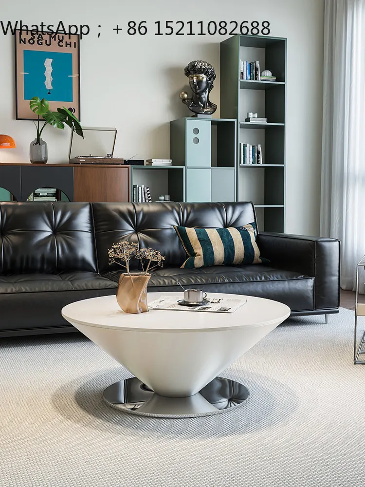 LLY round cream wind rock board flying saucer coffee table light luxury high-end coffee table
