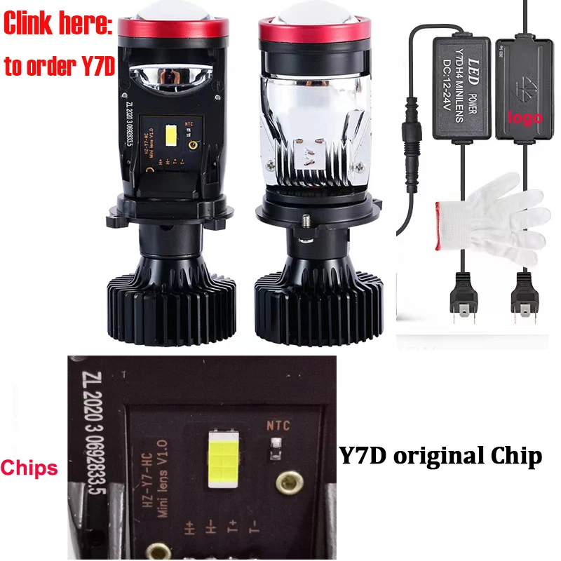 Y7D 120W H4 Headlights Car H4 LED Mini Projector Lens 6000K High Low Beam Turbo Fan Auto LED H4 Lamp LHD RHD 12V 24V