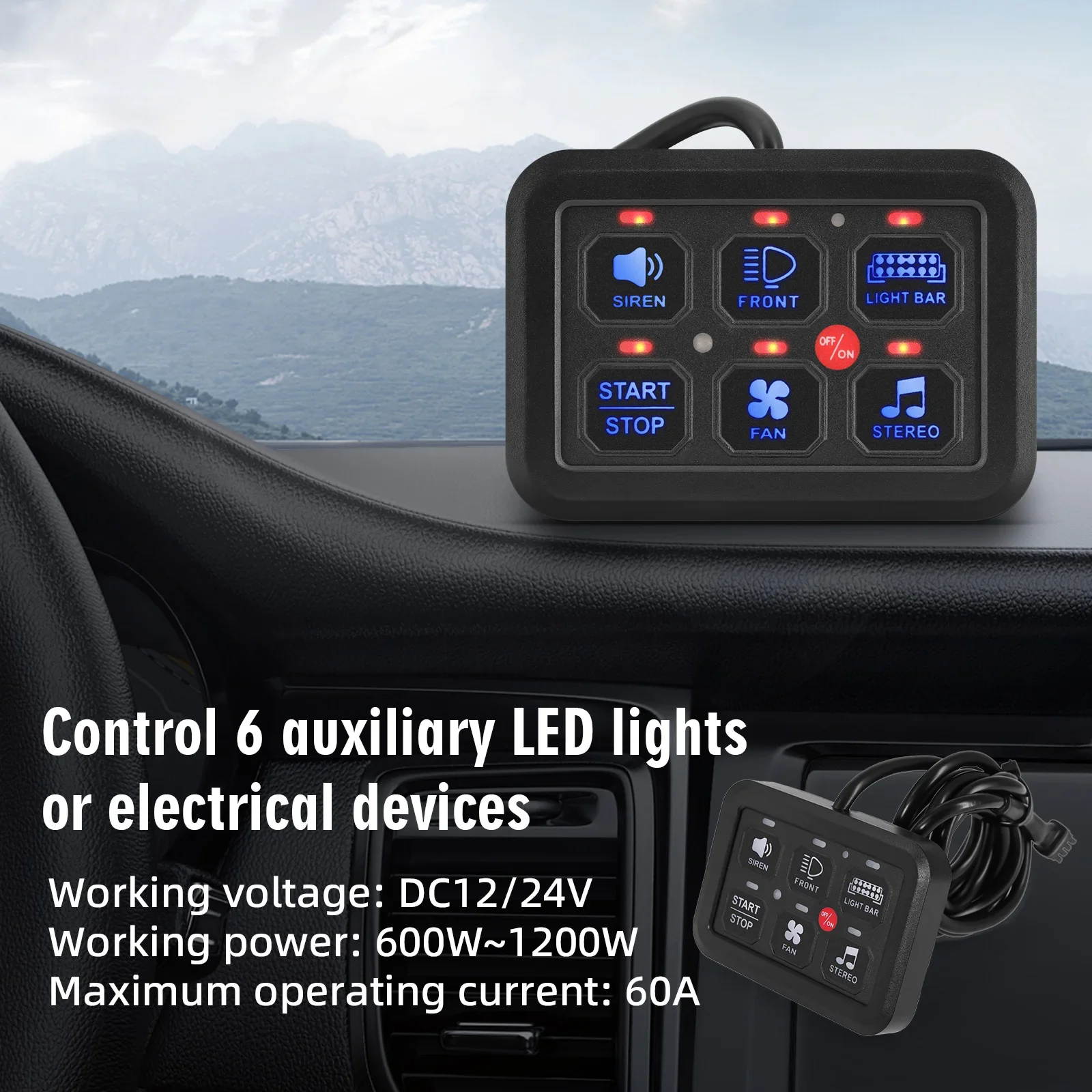 

12V 6 Gang Switch Panel On-Off Switch Control Relay System Box Slim Touch Control Panel For Truck Boat