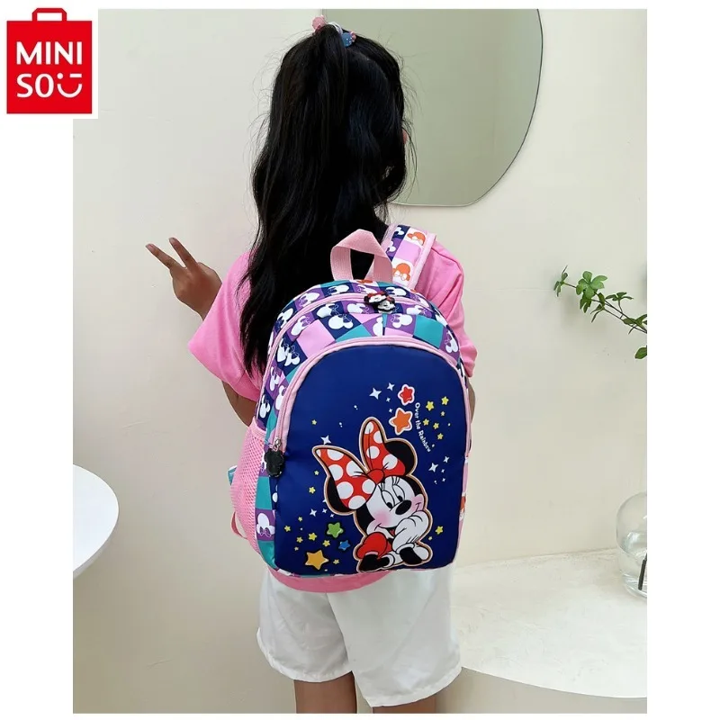 MINISO-Mochila infantil de desenhos animados da Disney, mochila estudantil, minimalista, leve, impermeável, mickey, minnie, mochila infantil