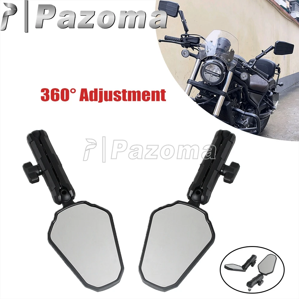 Motorcycle Handle Bar End Mirror Left&Right Rear View Mirrors Universal For ADV BMW R1250GS  V-Strom 1050 XT Super Tenere 1200