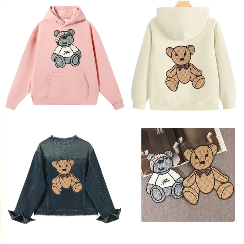 

Large Size Fashion Teddy Bear Embroidery Hand Sewn Patch Suitable for DIY Decorative Clothing Sweater Backpacks Jeans T-shirt