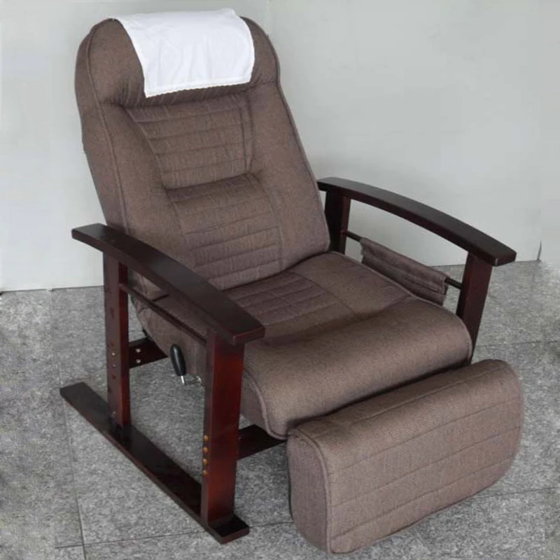 Multifunctional Lazy High-legged Elderly Sofa Chair Single Comfortable Home Backrest Folding Nap Recliner Solid Wood Armrest