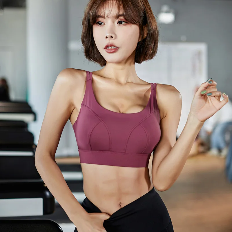 レディース スポーツブラ - 薄いストラップ バックレスデザイン、ランニングタンクトップ、ヨガフィットネスブラ、ワークアウト＆ジム用