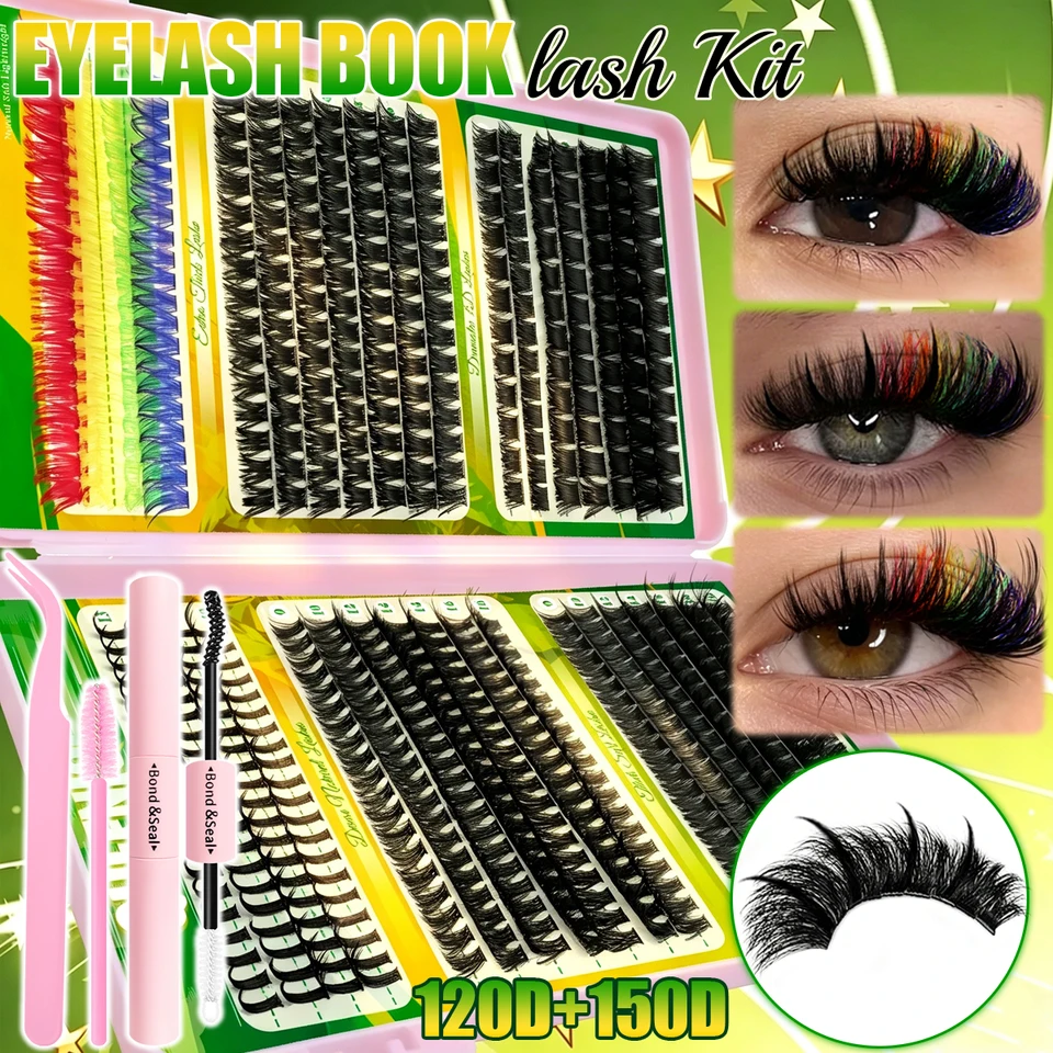 ¡Oferta! Clusters de pestañas con puntas, coloridos, 60D/80D/120D/150D, estilo variado 6