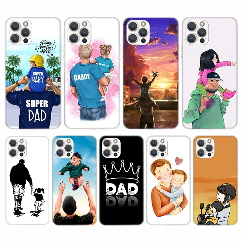 Dad And Baby Girl Boy Soft Phone Case For iPhone 16 15 14 13 12 11 Pro Max X XR XS 7 Plus 8 + SE 2020 Pattern Customized Cover 1