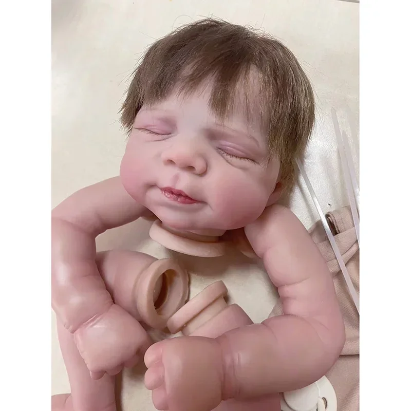 19inch Already Painted Reborn Doll Kit Pascale with Rooted Hair Bebe Reborn Doll Parts with Body and Eyes Visible Veins