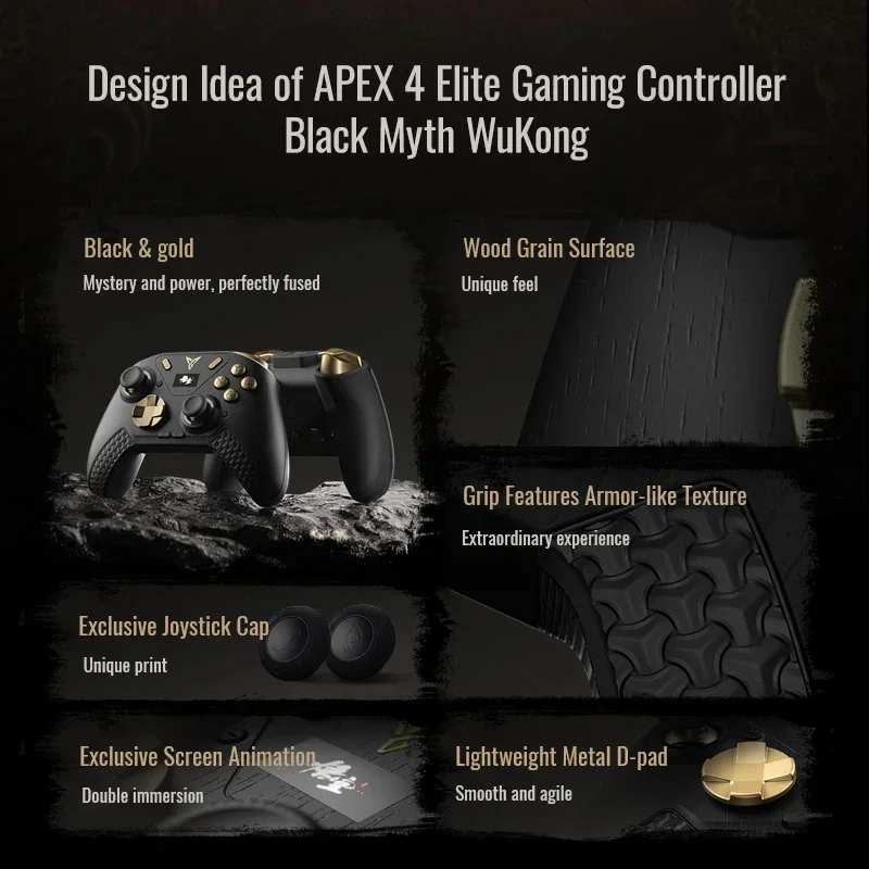 Flydigi APEX 4 Black Myth Wukong Game Controller Handle Elite Force Feedback Trigger Wireless Gamepads For PC/Switch/Mobile/TV