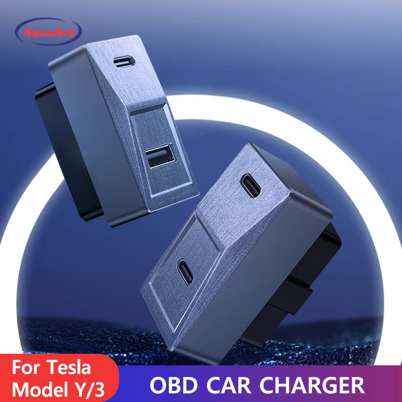 

NovaAcc OBD 2.0 Splitter Charger Adapter for Tesla Model 3 Y X S Ports Extender PD Fast Charging for Phone and Accessories