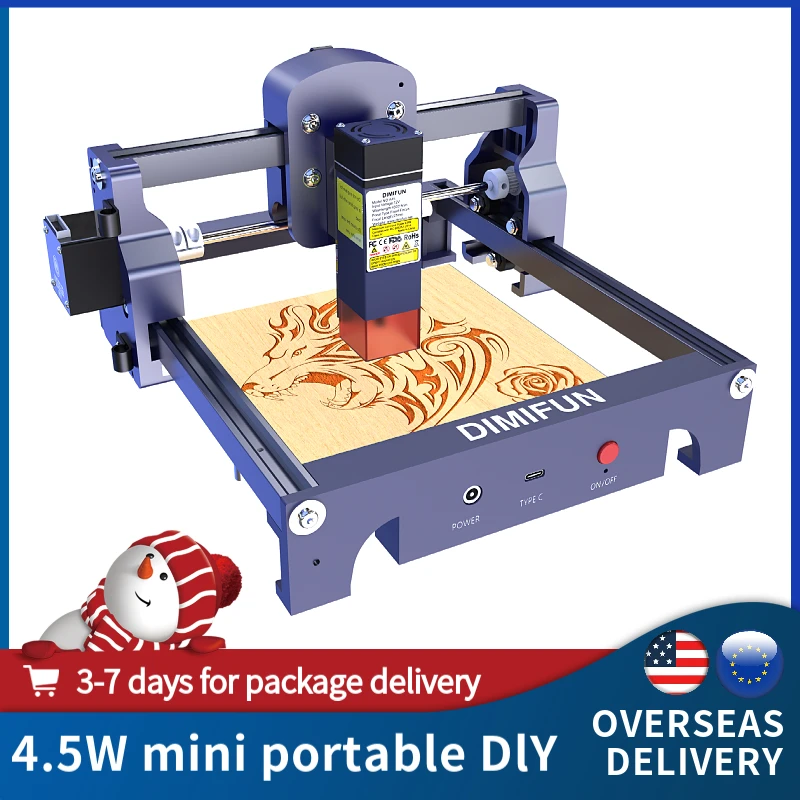 DIMIFUN D9 4.5W portable mini laser cutting and engraving machine tool, 0.06mm precision compressed spot, working area 130*130mm