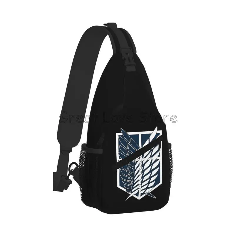Attack on Titan Logo Print Sling Backpack Shoulder Chest Bag Crossbody Daypack Fanny Pack for Outdoor Hiking Cycling Travel