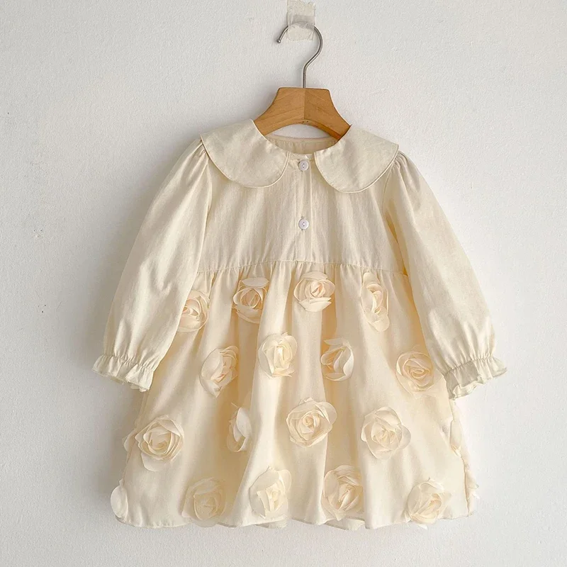 

1-6Yrs Baby Girls Dress Children's Dresses 3D Flower Girls Sweet Party Princess Kids Dresses Girls Ruffles Lace Casual Dresses