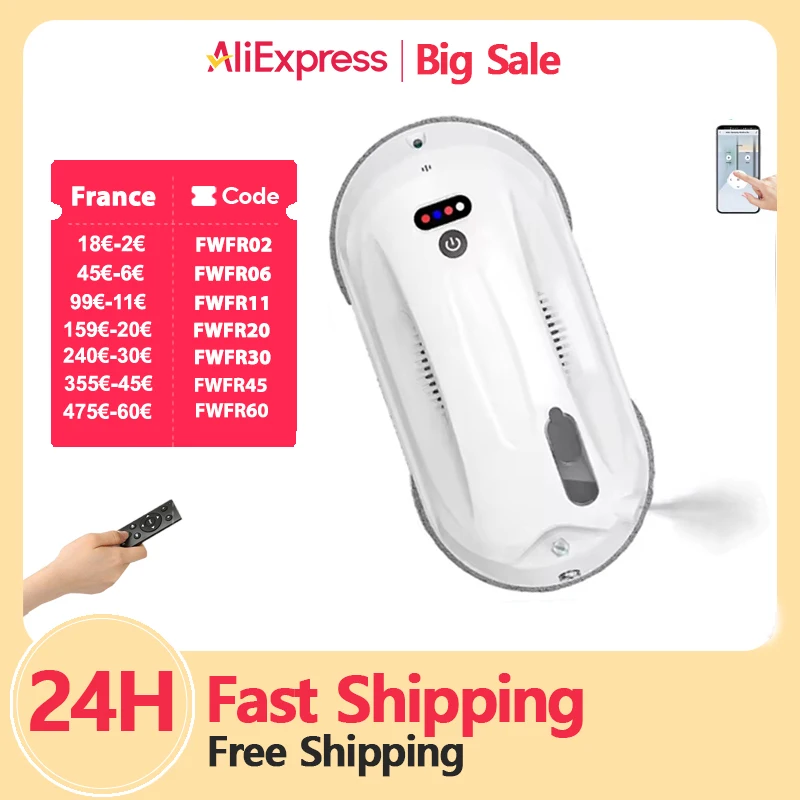 Ultra-thin Robot Window Cleaner PUREROBO W-R4S，High Suction Power， Vacuum Cleaner Robot Window Cleaning， For Home Glass Cleaning