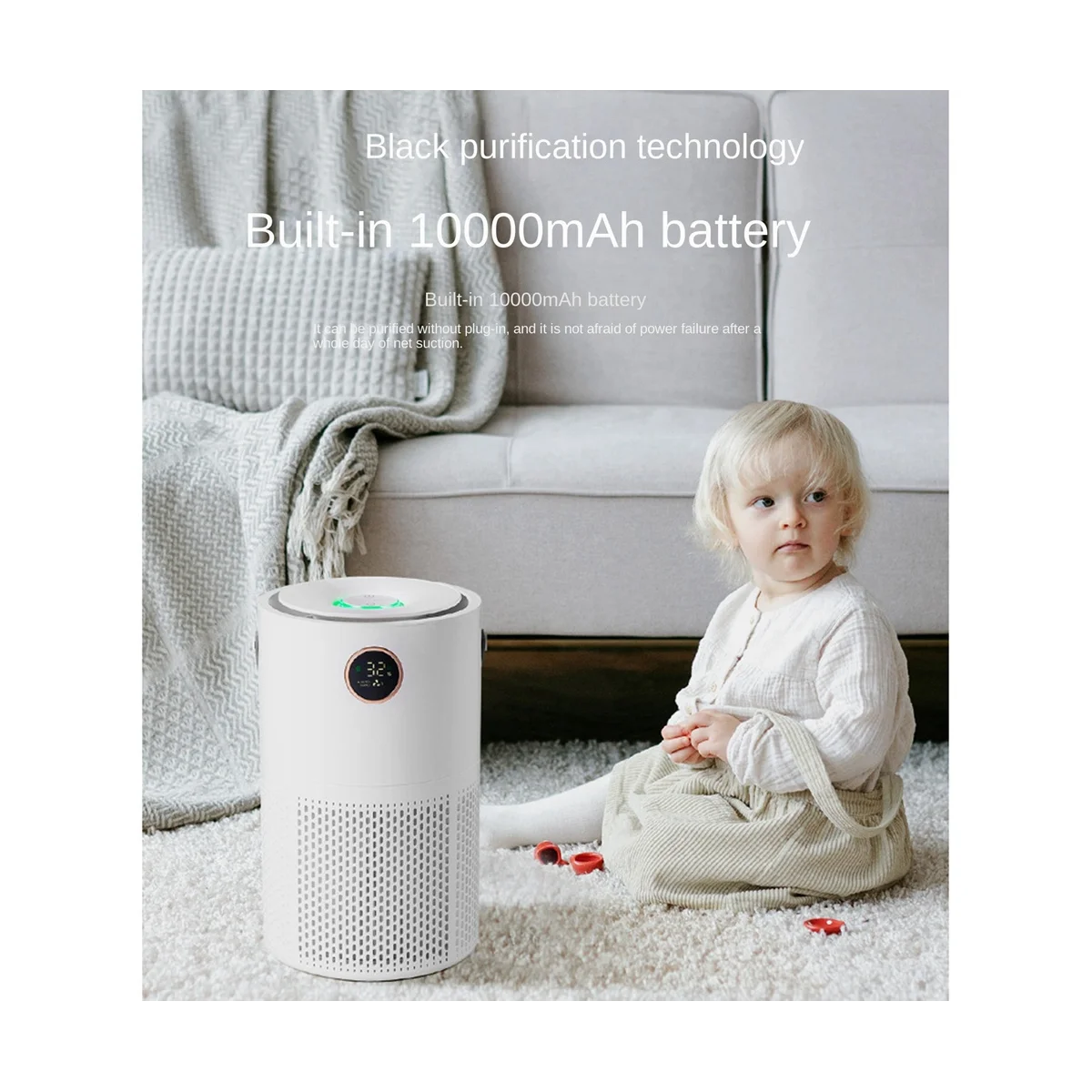 

purifier 10000MAh Negative Ion Air Purifier Portable Indoor Formaldehyde Air Filter Mute Smoke Removal Purifier for Household