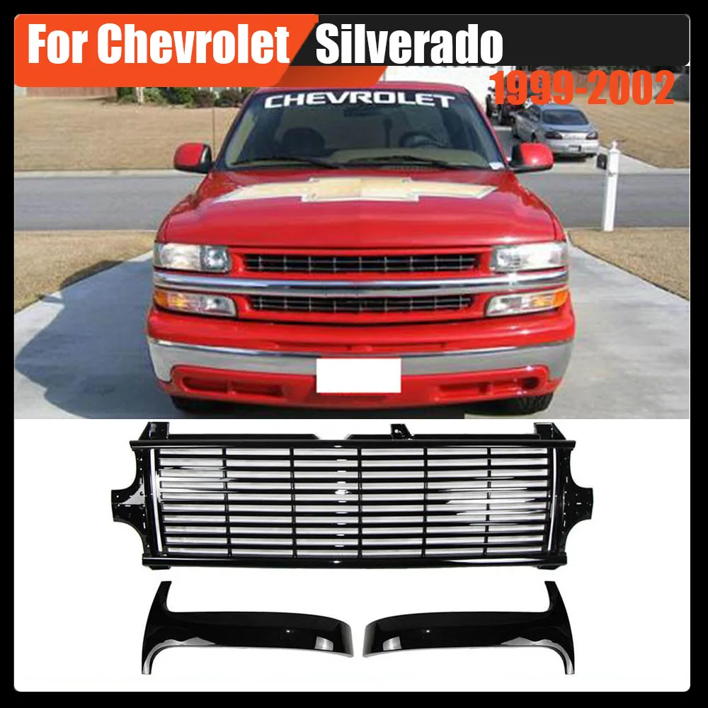 

Front Bumper Grill Hood Grille Auto Racing Car Grills High Quality Direct Replacement Grille For Chevrolet Silverado 1999-2002