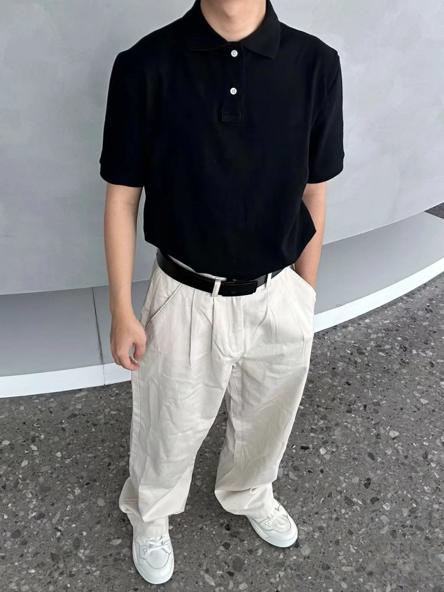 

Мужская хлопковая футболка Lauren ort Sve в американском ретро-стиле с вышивкой логотипа, повседневная, с воротником и пуговицами