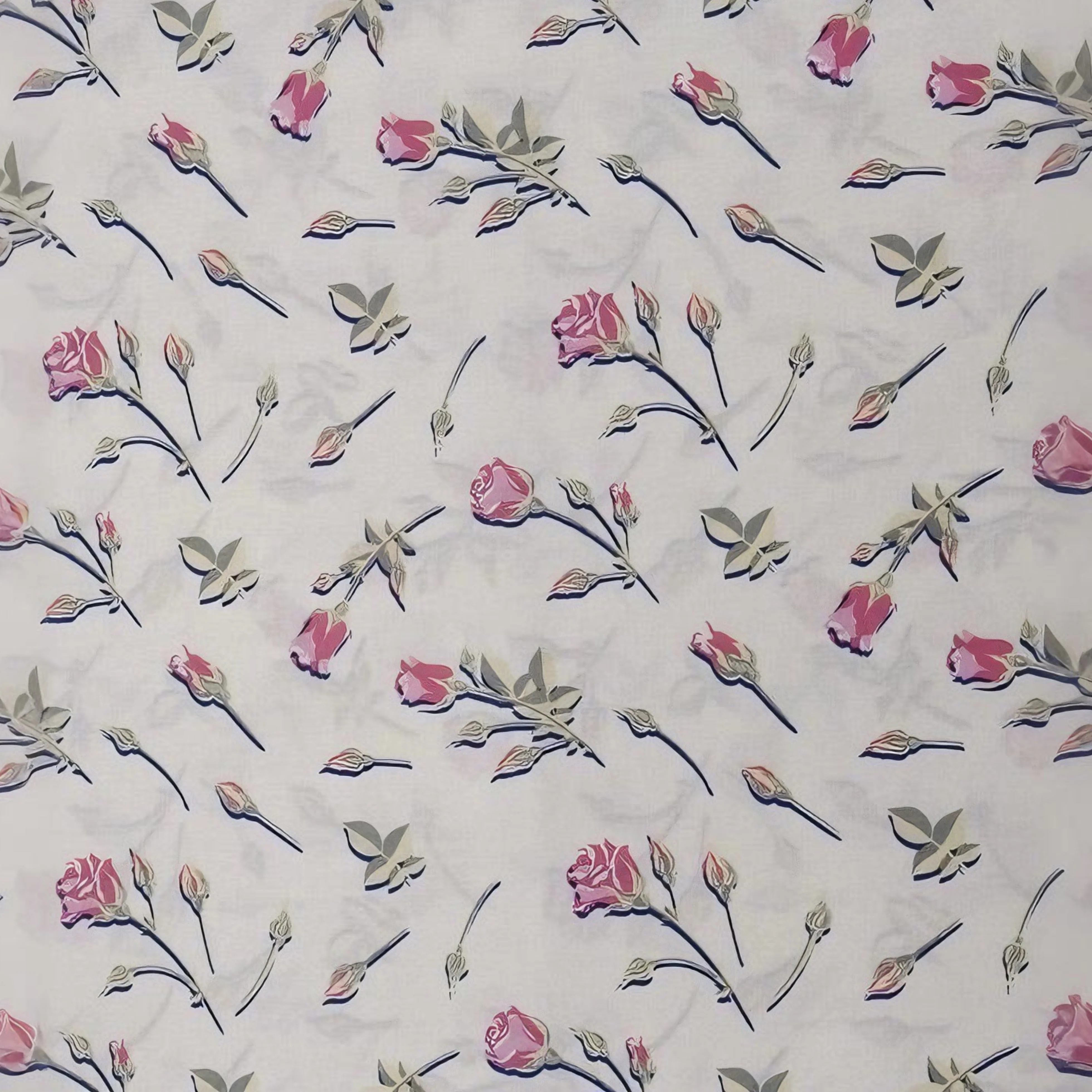 Elegant Rose Bud Patterned 100% Cotton Fabric Ideal for Apparel Making DIY Craft Projects and Home Textile Decoration Design
