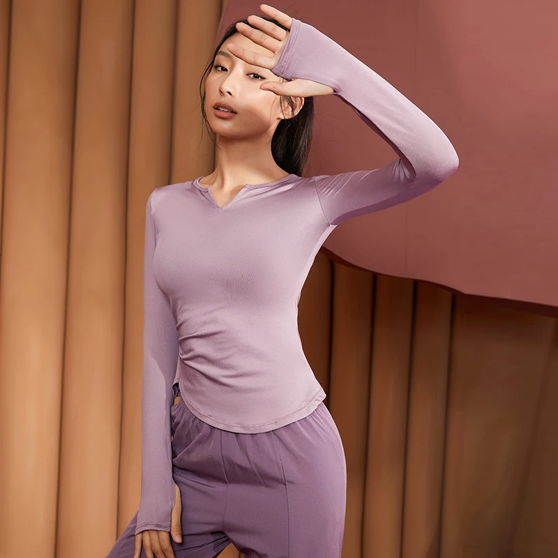 Sexy Women Blouses Sport Shirts Solid Color High Elastic Gym Yoga Top Jogging Running Breathable Long Sleeve T-Shirts Top Ladies