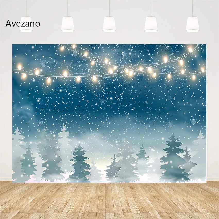 

Avezano Background Photography Christmas Snowflake Light Pine Tree Forest Winter Child Portrait Decor Backdrop Photo Studio Prop