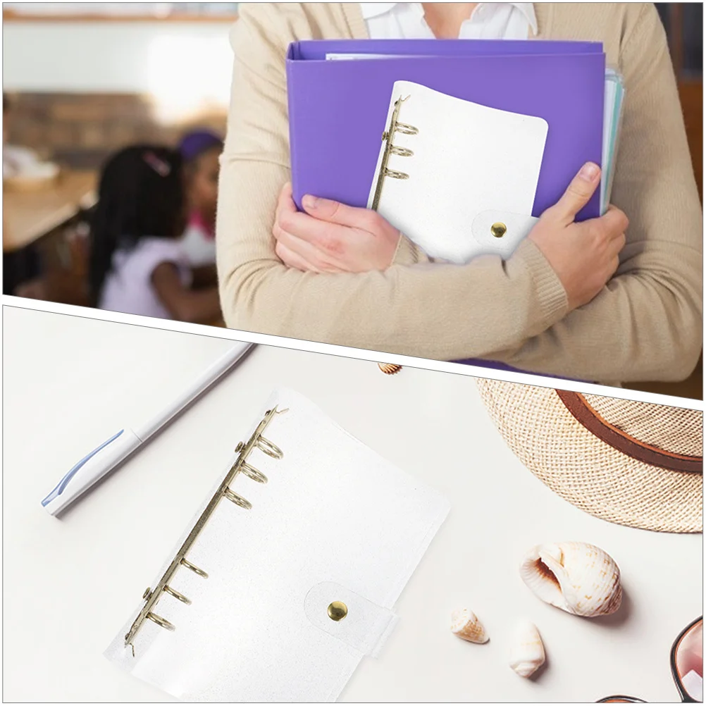 2 قطعة غطاء المفاجئة زر شفاف إعادة الملء دفتر قذيفة بولي كلوريد الفينيل حلقة الموثق لمكتب التموين منظم وثائق قابل للتعديل