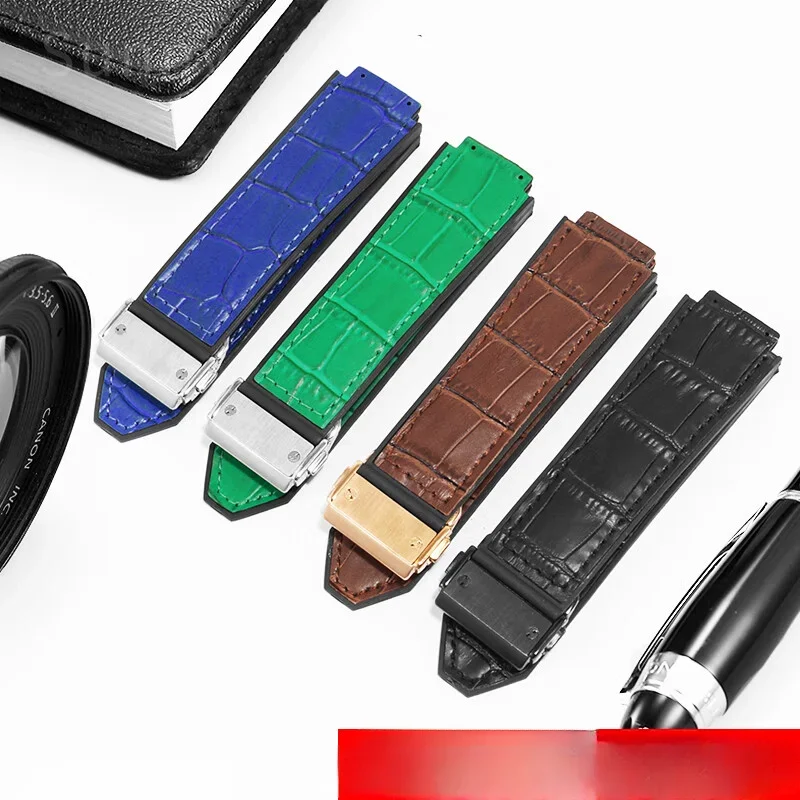 For Hublot Yubo Watchbands Big Bang Classic Fusion High Quality Leather Silicone Underskin Brown Black 19mm Durable Watch Strap