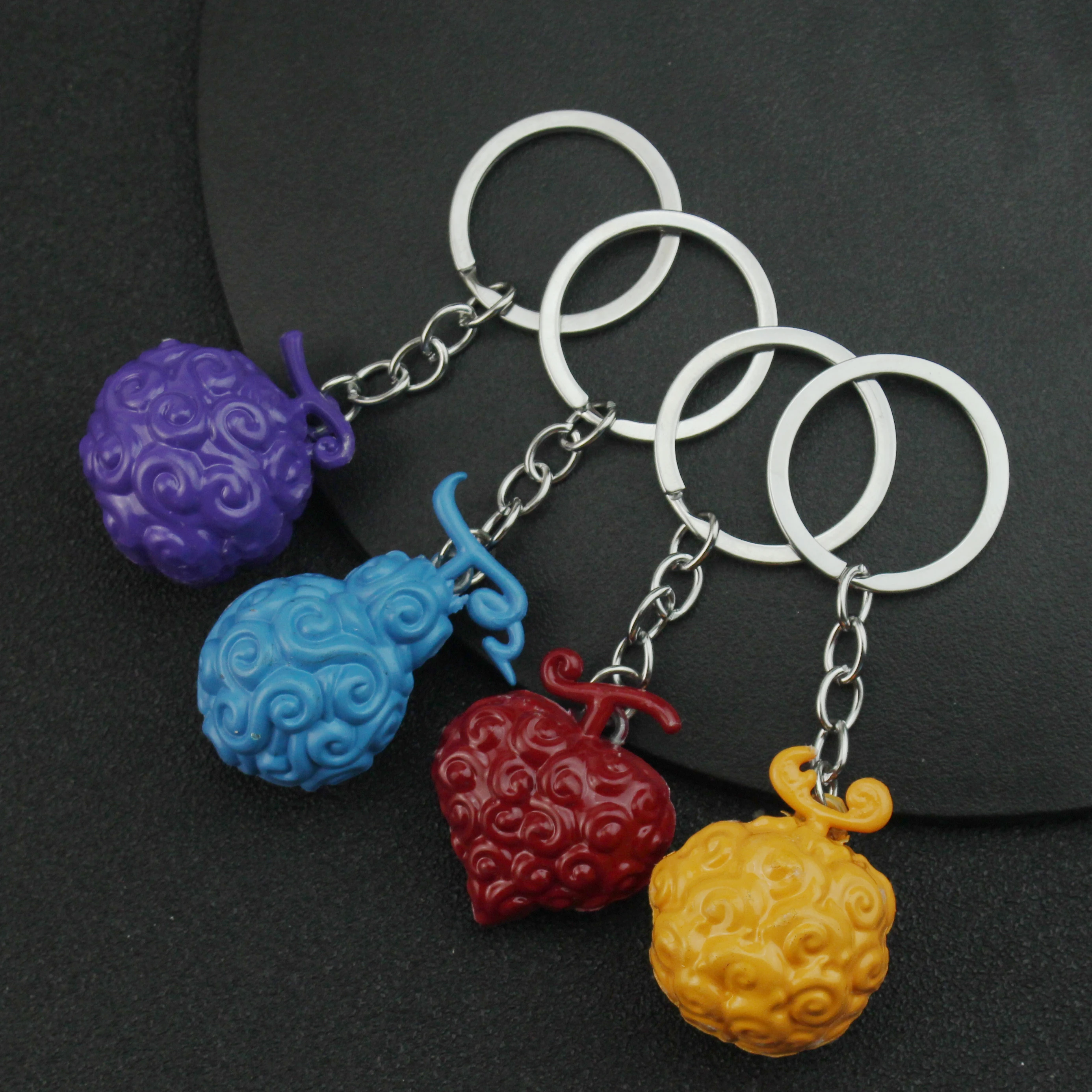 

Anime Cosplay Keychain Devil Fruit Key Ring Roronoa Zoro Ace Hat Rubber Fruit Pendant Figure Model Kids Toys Jewelry Props Gifts