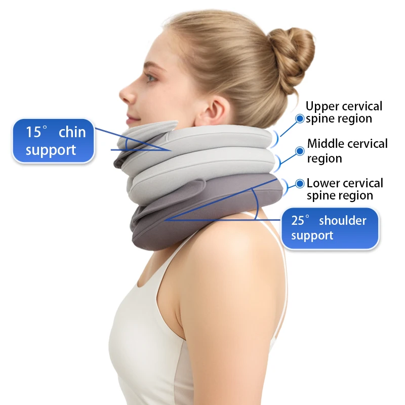 Upgraded Wireless Inflatable Neck Support Cushion – Ergonomic Cervical Traction Device for Home & Office, Relieves Neck Fatigue