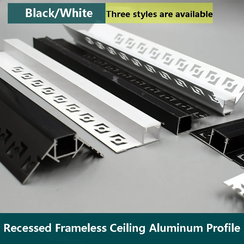 Frameless LED Ceiling Aluminum Profiles Recessed Hidden Gypsum Drywall Channel Linear Hard Strip Light Wall Corner Decor