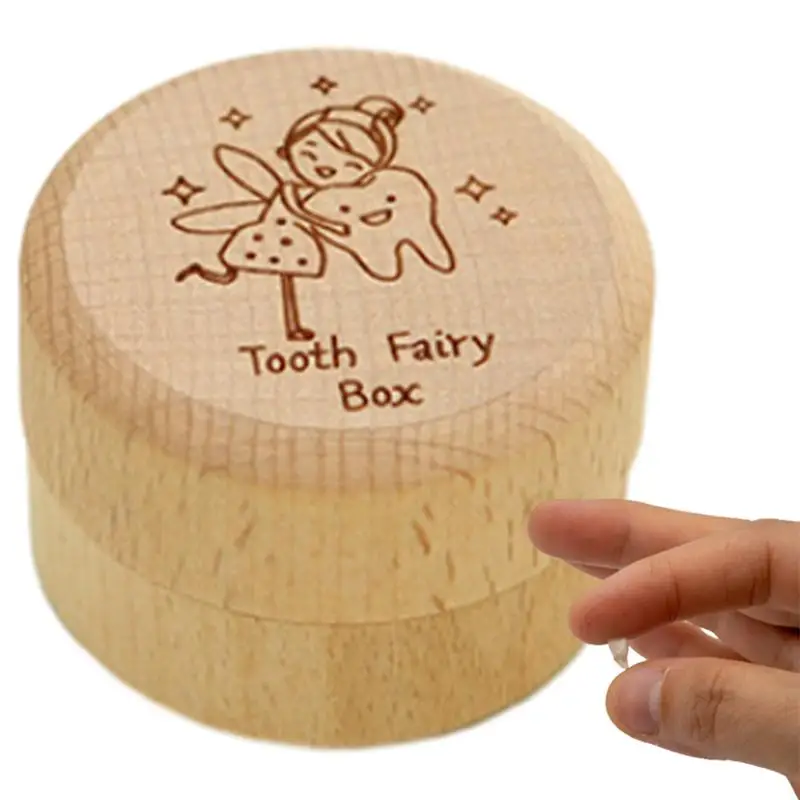 

Tooth Keepsake Box Wooden Baby Memory Box For Tooth Cute Carved Fairy Gifts Tooth Saver Teeth Container For Boy Or Girl