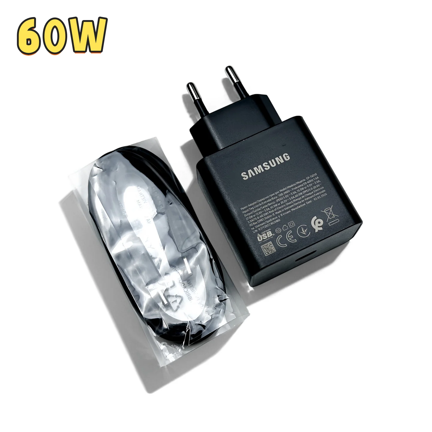 Samsung 60W PD Netzteil Superschnelles Ladegerät Typ-C-Kabel Original für Galaxy S26 S25 S24 S23 S22 Ultra Plus A90 S10