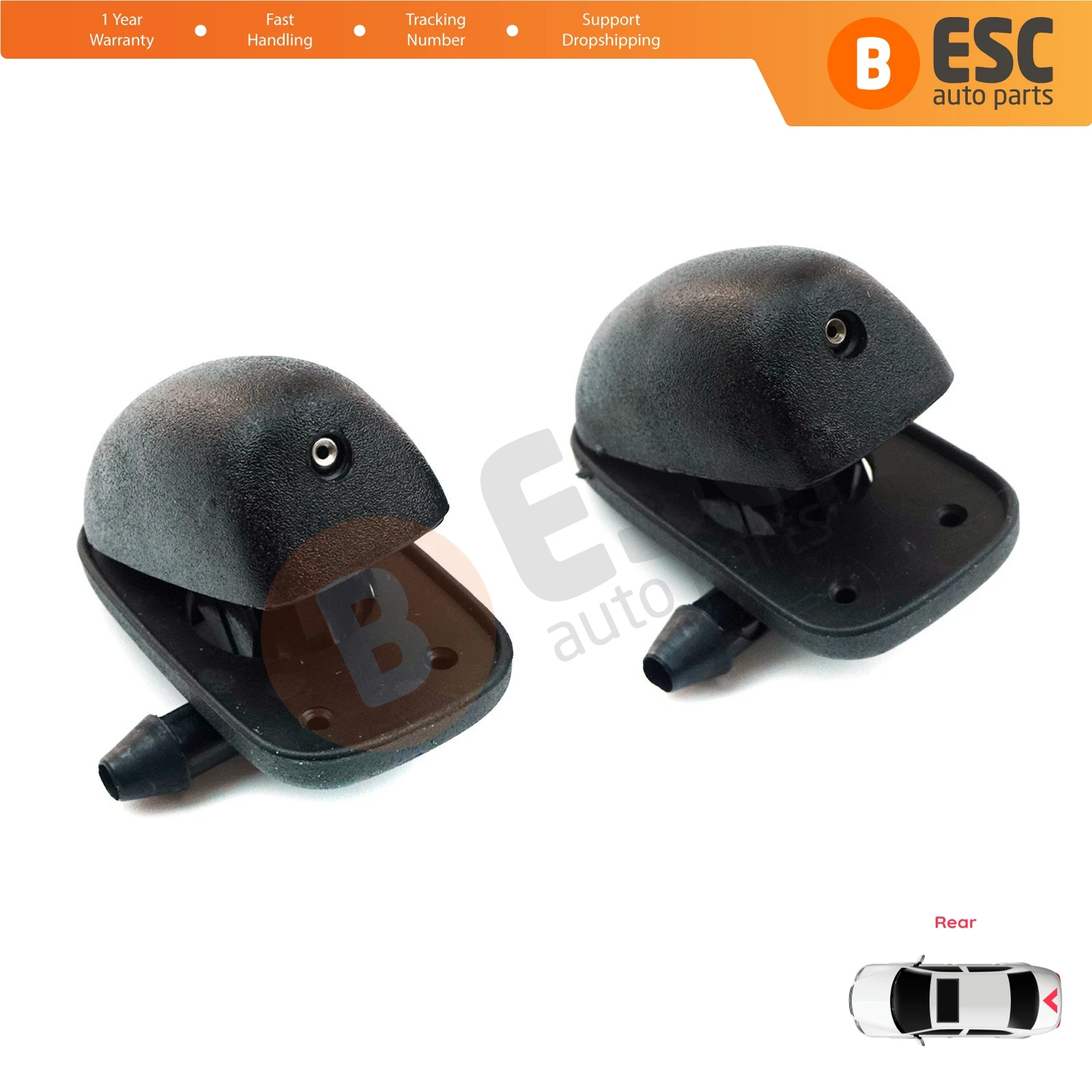 

ESP523 2 Pcs Rear Window Windshield Wiper Water Washer Nozzle Spray Jet for Renault R19 1988-2000 3/5-Door Hatchback 7700793609