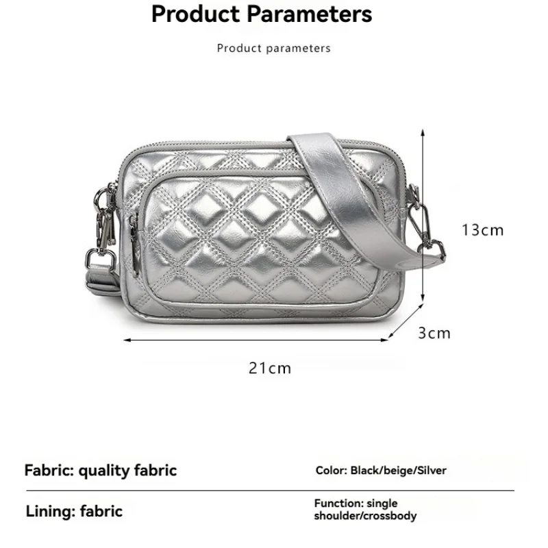 جديد الماس حقيبة مربعة صغيرة متعددة الطبقات حقيبة كتف فضية عبر الجسم حقيبة متعددة الطبقات جيب حقيبة الهاتف المحمول الصغيرة #6