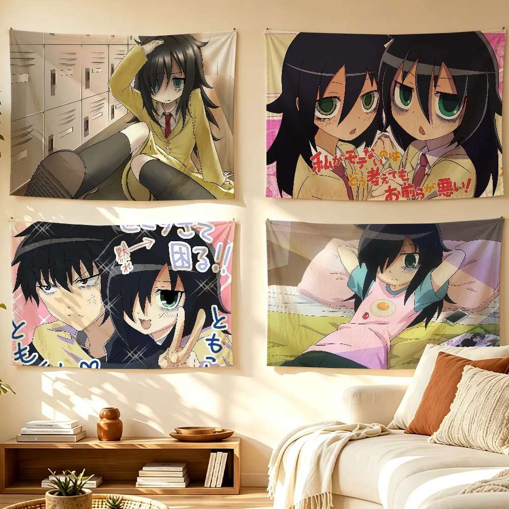 Anime Kuroki Tomoko W-WataMote flag Room Decoration Wall Tapestry Hanging Aesthetic Bedrooms Advertising Banner