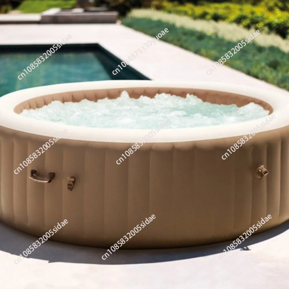 Bubble Massage Inflatable Round Hot Tub Relaxing Outdoor Water Spa with Soothing Jets Insulated Cover