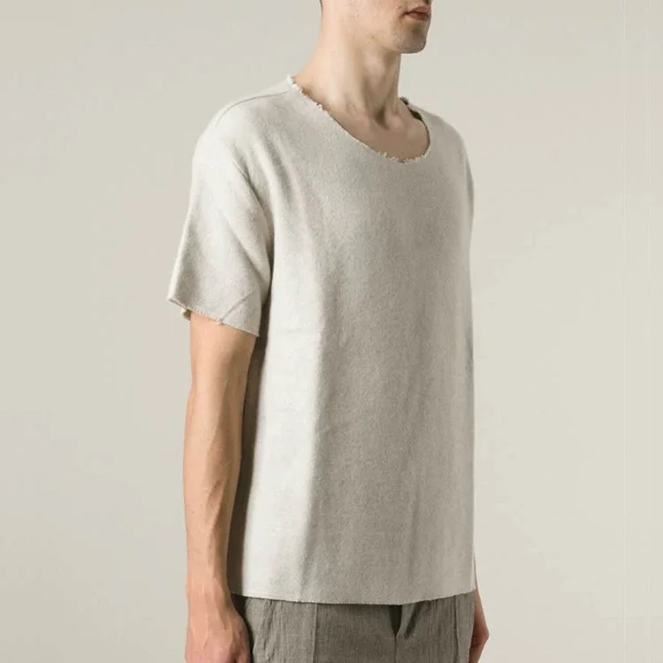 Men's Cashmere/silk Blended Sweater With Short Sleeves