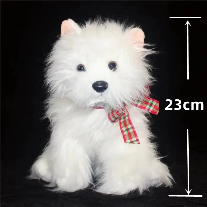 West Highland Terrier Plush Toy High Fidelity White Dog Plushie Bulldog Peluche Lifelike Animals Simulation Stuffed Doll Toy