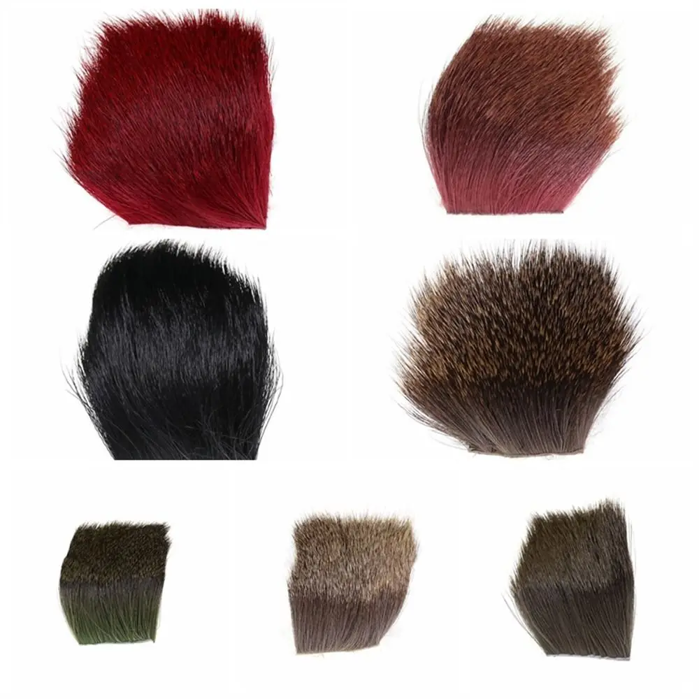 يطير ربط المواد يطير ربط الغزلان الشعر اللون الطبيعي البني الوردي الأسود الغزلان الشعر التصحيح ذباب الصيد صنع 5X5cm #4