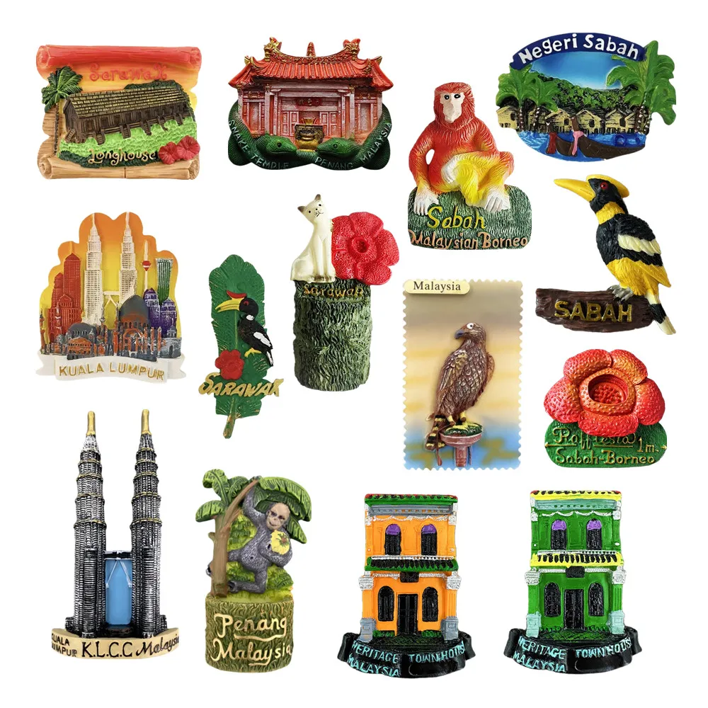 Asia Malaysia Customs And Culture 3D Refrigerator Magnets Fridge Magnetic Tourist Souvenir Decoration Articles Handicraft Gifts