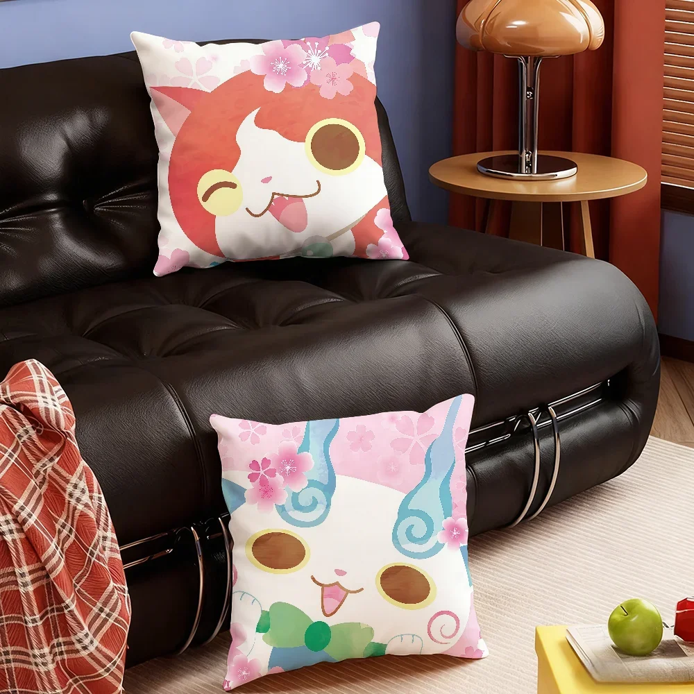 Anime Jibanyan Y-Yokai W-Watch cushion cover Soft Smooth Hidden Zipper Washable Decorative Couch Office Housewarming Gift