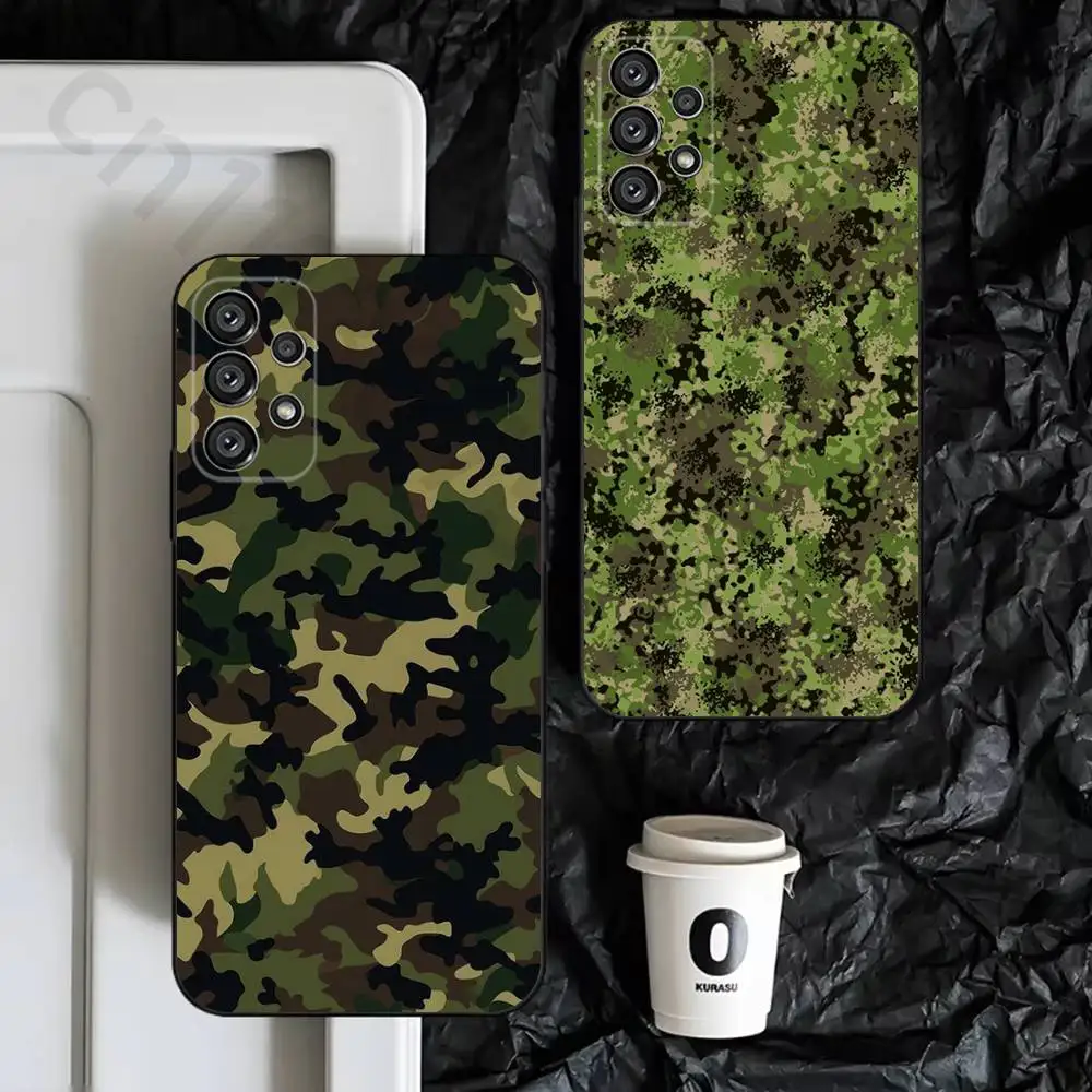 

Fashion Camouflage Phone Case for Samsung S25 S24 S23 FE S22 S21 S20 FE plus Ultra Black soft shell