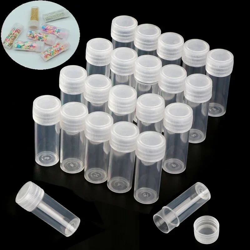 

500Pcs 5g/5ml Mini Plastic Barrel Bottles Clear Sample Jars Small Containers For Medicine Liquid Pills Powder Capsule Storage