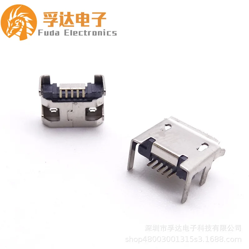 For MICRO USB female seat MICRO female seat 7.2 four-foot plug board foot length 1.1-with positioning column/