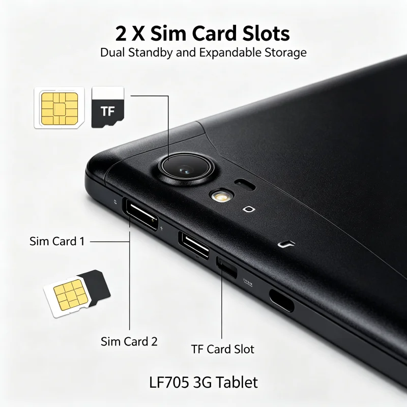 7 INCH 2GB RAM 16GB ROM LF705 3G Phone Call Tablet PC Android 6.0 MTK8735 Quad-Core 2 X Sim Card 1024 X 600 Pixels