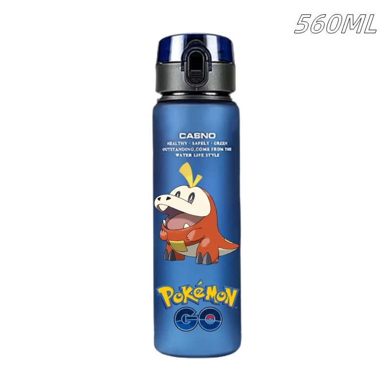 Vaso de plástico Pokémon Miraidon Koraidon Ceruledge azul y negro, resistente a las fugas, para deportes de viaje al aire libre, 560ML